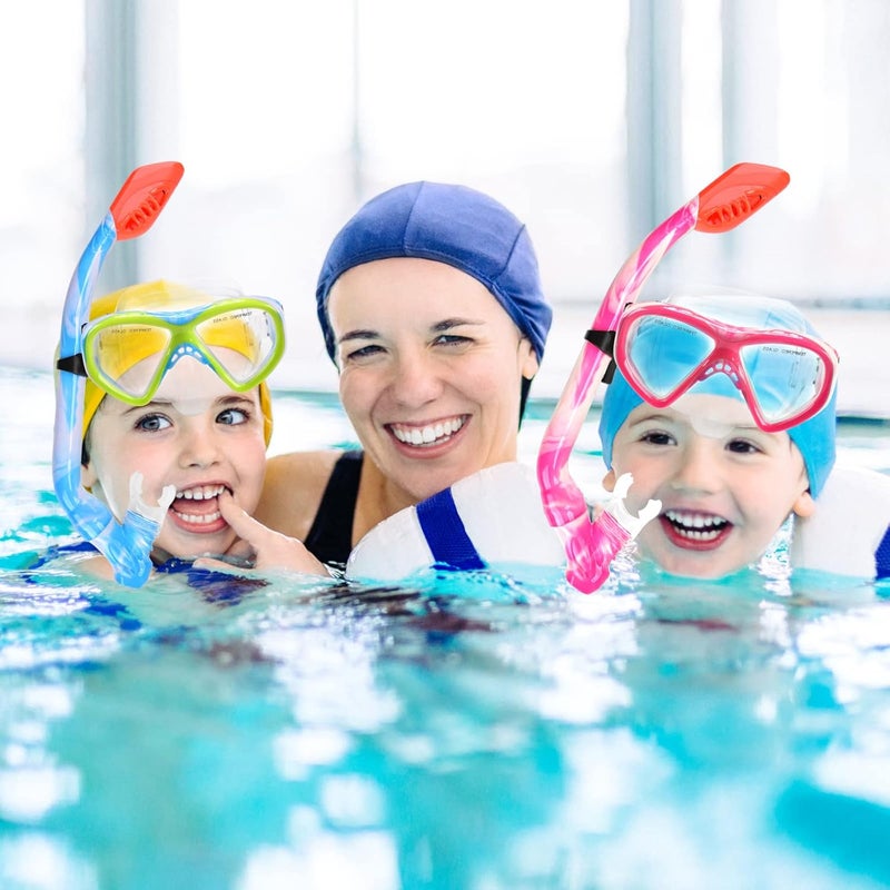 ACQCES Kids Snorkel Set Dry Top Snorkeling Gear for Kids Youth Boys Girls Junior Age 5-15,Tempered Glass Swimming Diving Mask and Snorkel Set 180 Degree Panoramic View - Image 2